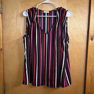 14th And Union Multicolor Striped VNeck Sleeveless Blouse Size 1X